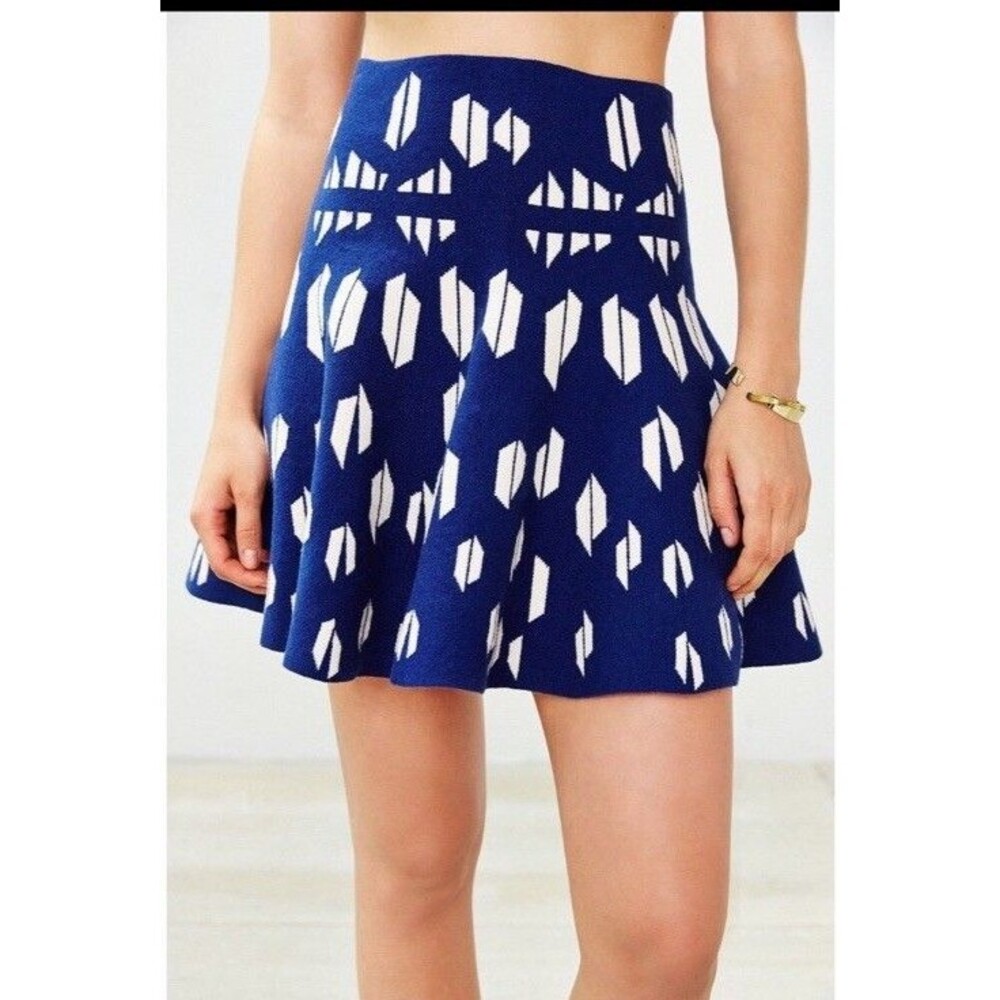 NWT! J.O.A. Sweater Skirt Size Small Blue Wool Blend Stretch Flare‎ Fall Office